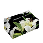 White Lily Print Rectangle Tissue Box Cover