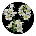 White Lily Print Round Floor Mat