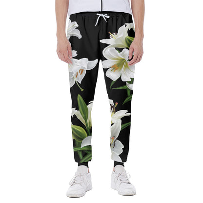 White Lily Print Scuba Joggers