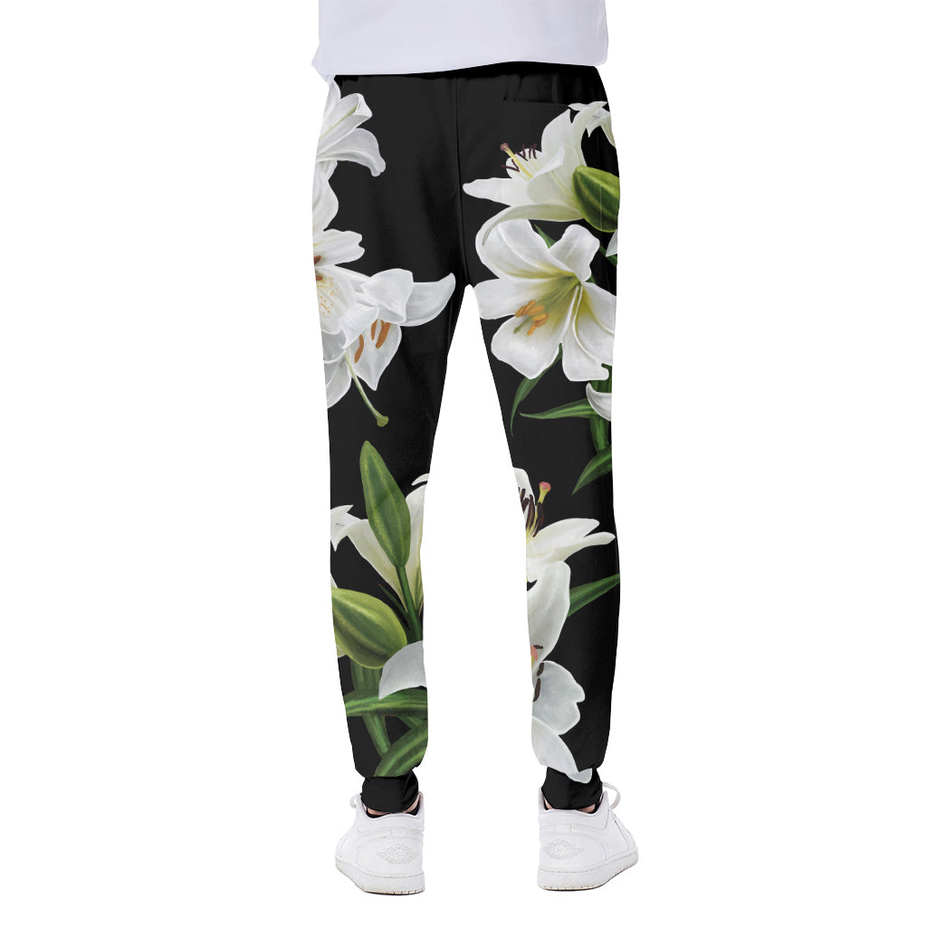 White Lily Print Scuba Joggers