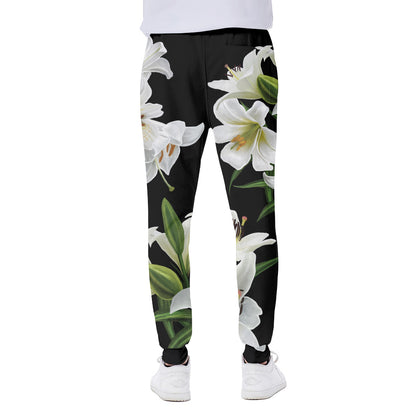 White Lily Print Scuba Joggers