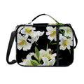 White Lily Print Shoulder Strap Bible Bag