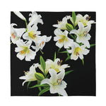 White Lily Print Silk Bandana