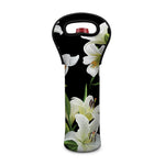White Lily Print Single Neoprene Wine Tote