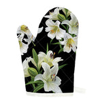 White Lily Print Single Oven Mitt