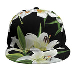 White Lily Print Snapback Cap
