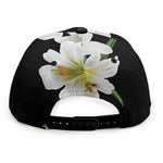 White Lily Print Snapback Cap