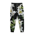 White Lily Print Sweatpants