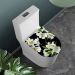 White Lily Print Toilet Lid Cover