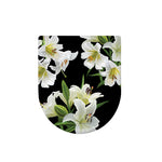 White Lily Print Toilet Lid Cover
