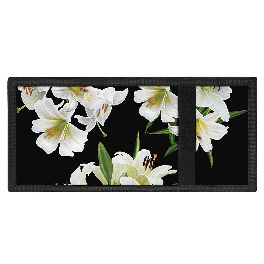 White Lily Print Trifold Wallet