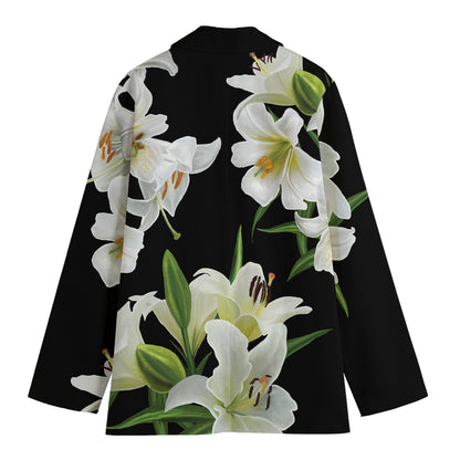 White Lily Print Women's Blazer