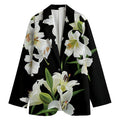 White Lily Print Women's Cotton Blazer