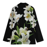 White Lily Print Women's Cotton Blazer
