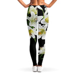 White Lily Print Women's Leggings