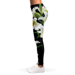White Lily Print Women's Leggings