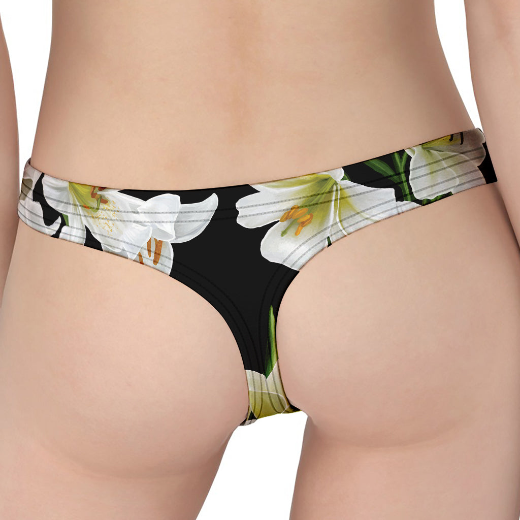 White Lily Print Women's Thong