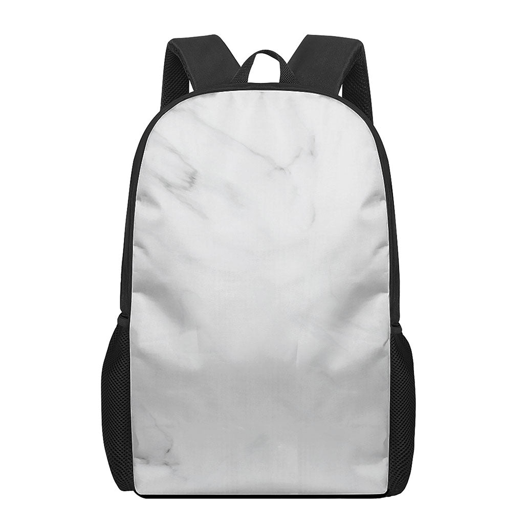 White Marble Print 17 Inch Backpack