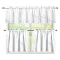 White Marble Print 3 Piece Kitchen Curtains