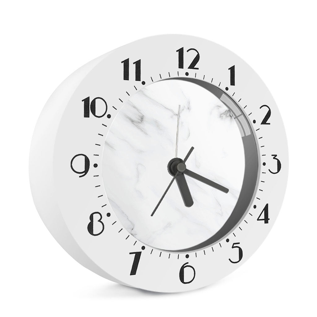 White Marble Print Alarm Clock