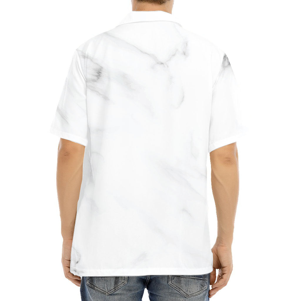 White Marble Print Aloha Shirt