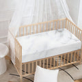White Marble Print Baby Crib Sheet
