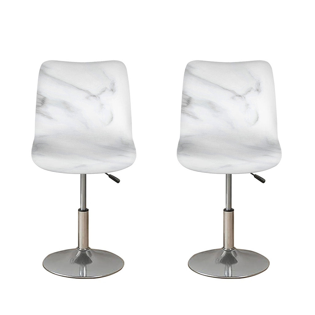 White Marble Print Bar Stool Covers