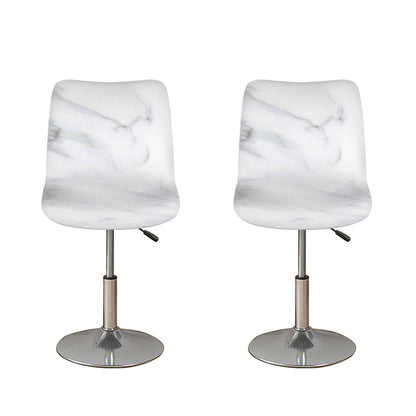 White Marble Print Bar Stool Covers