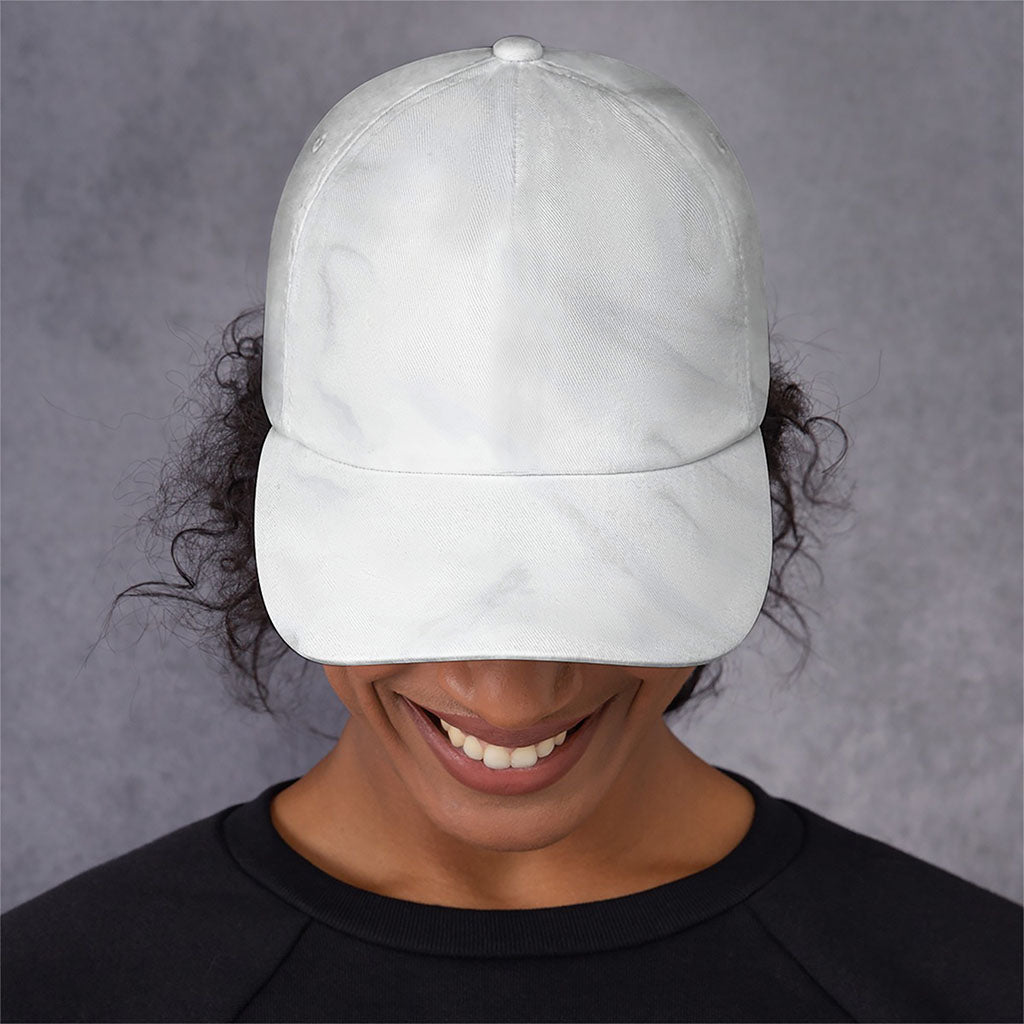 White Marble Print Baseball Cap