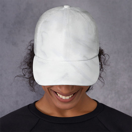 White Marble Print Baseball Cap