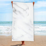 White Marble Print Beach Towel