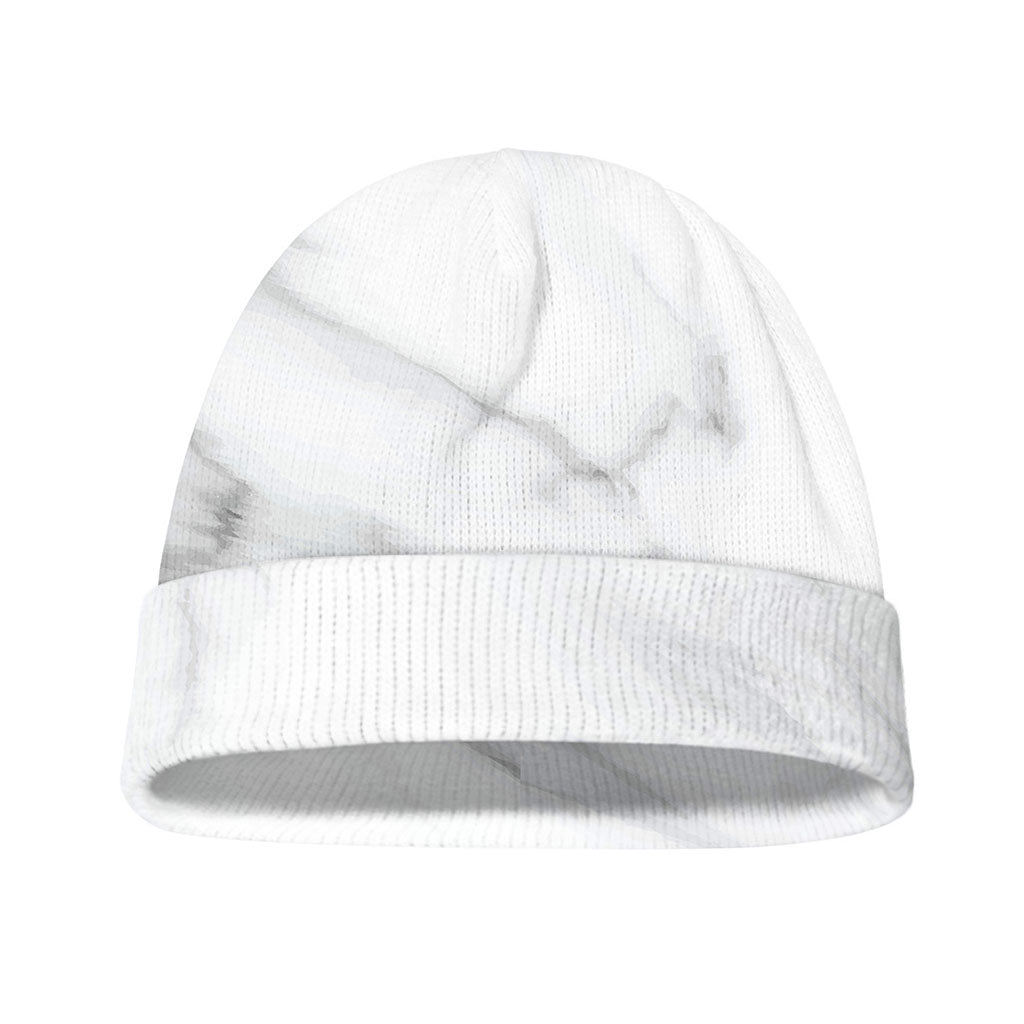 White Marble Print Beanie