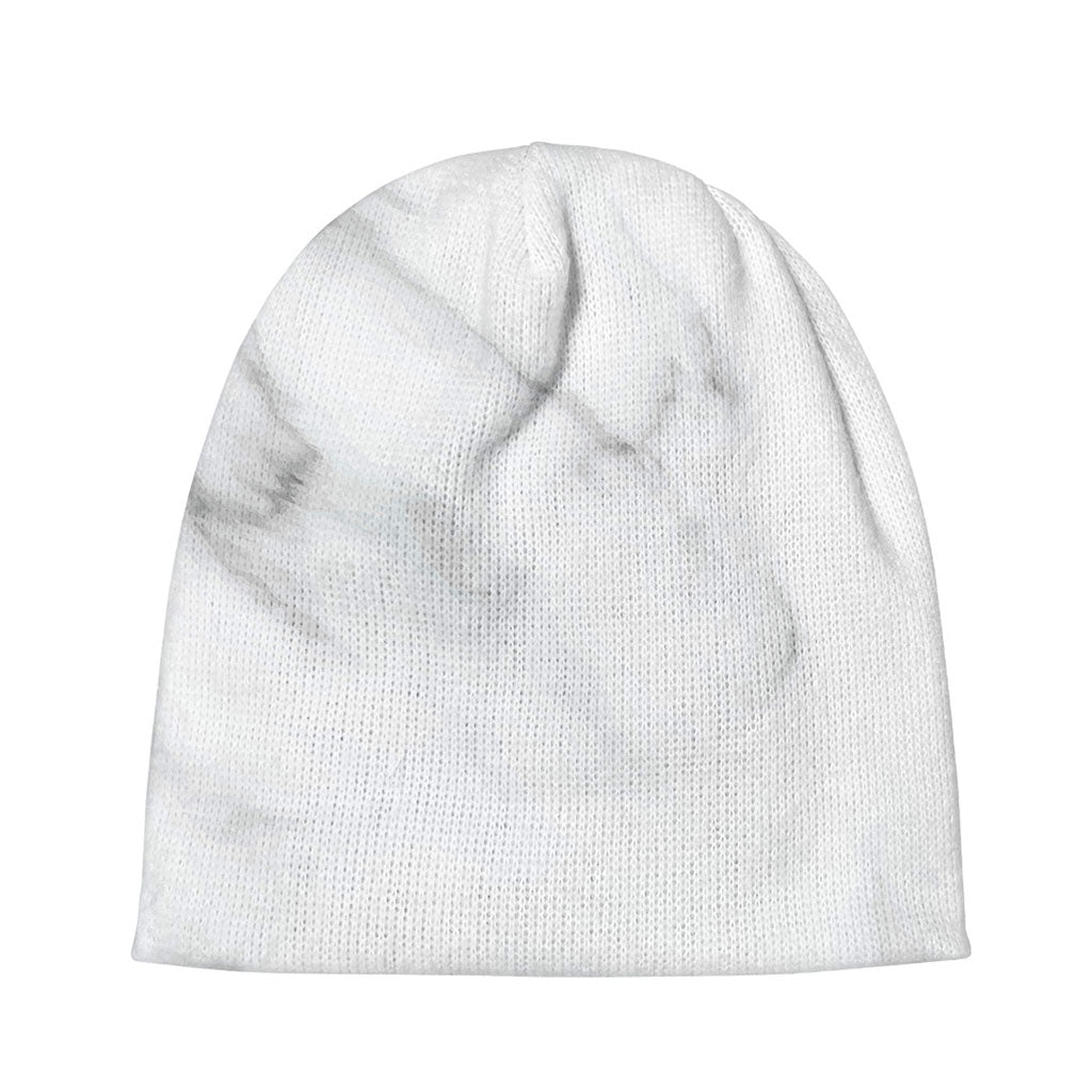 White Marble Print Beanie