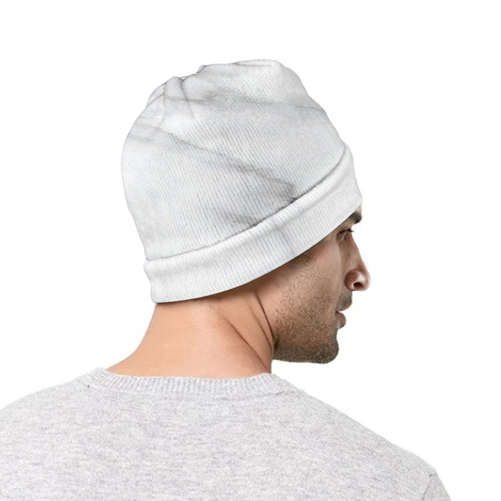 White Marble Print Beanie