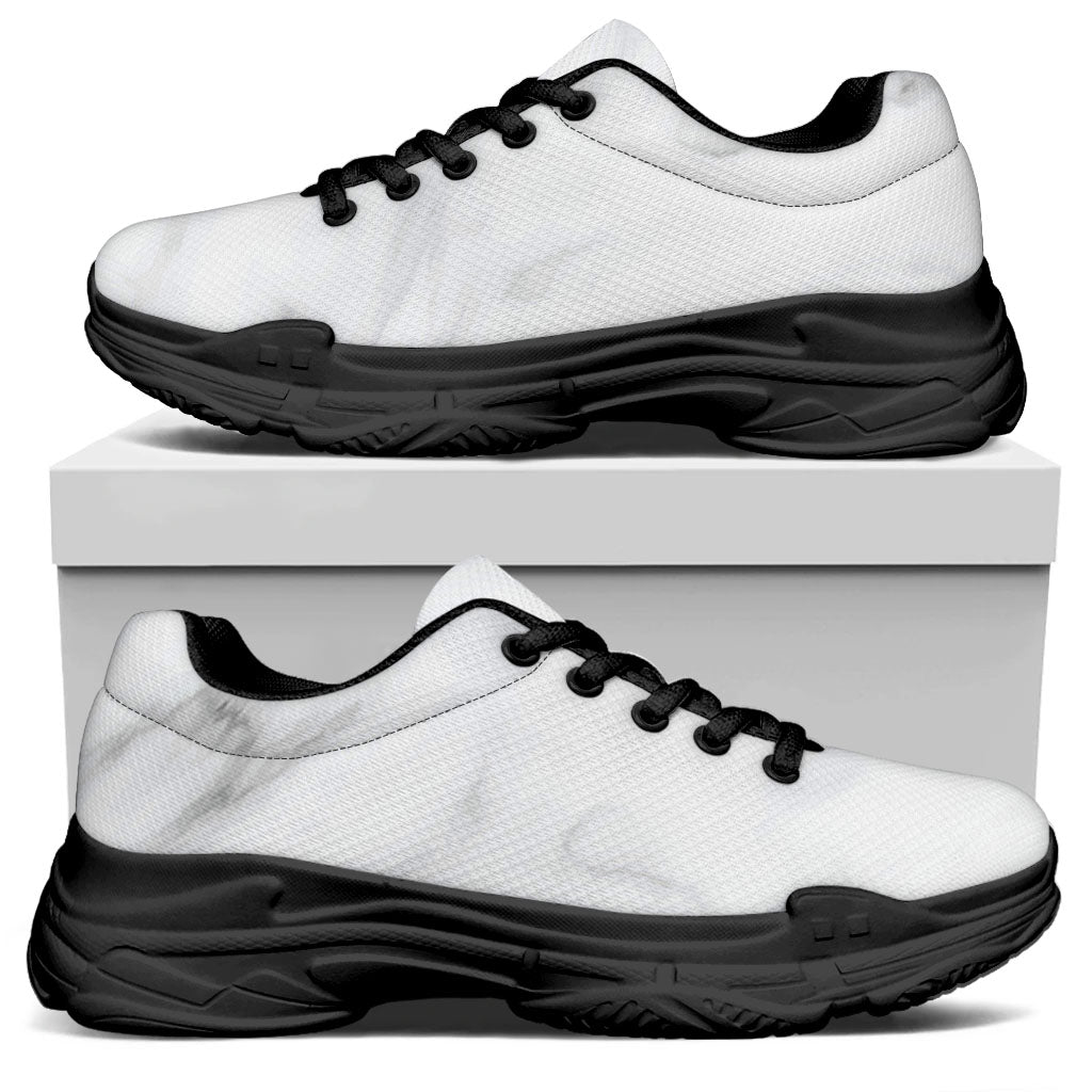 White Marble Print Black Chunky Shoes