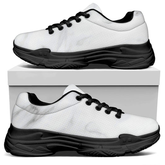 White Marble Print Black Chunky Shoes
