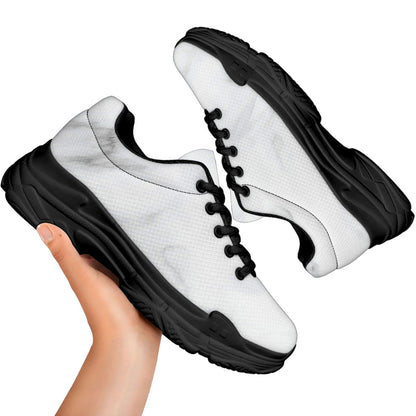 White Marble Print Black Chunky Shoes
