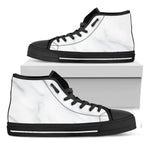 White Marble Print Black High Top Sneakers