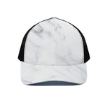 White Marble Print Black Mesh Trucker Cap