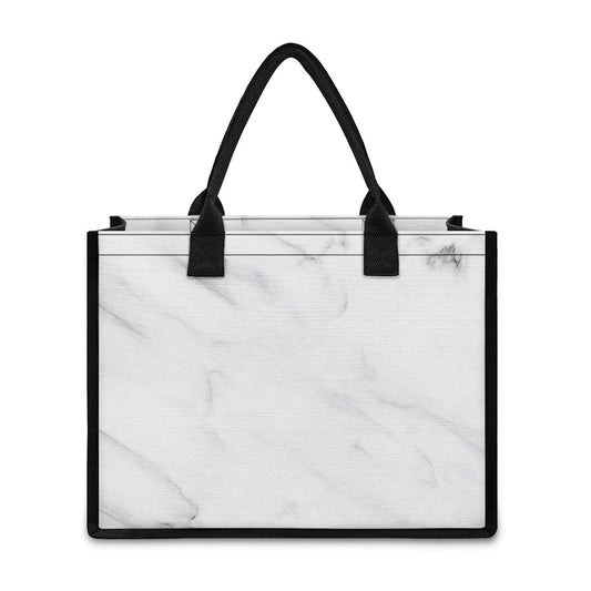 White Marble Print Canvas Tote Bag