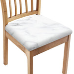 White Marble Print Chair Cushion Cover