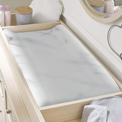 White Marble Print Changing Pad Cover