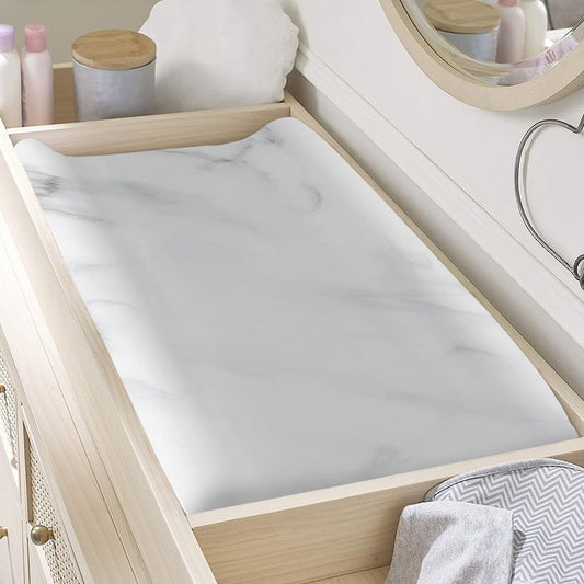 White Marble Print Changing Pad Cover