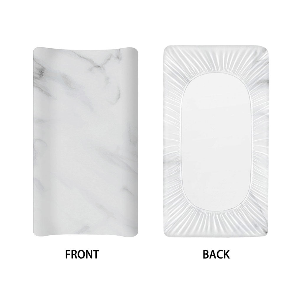 White Marble Print Changing Pad Cover