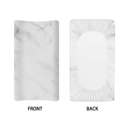 White Marble Print Changing Pad Cover