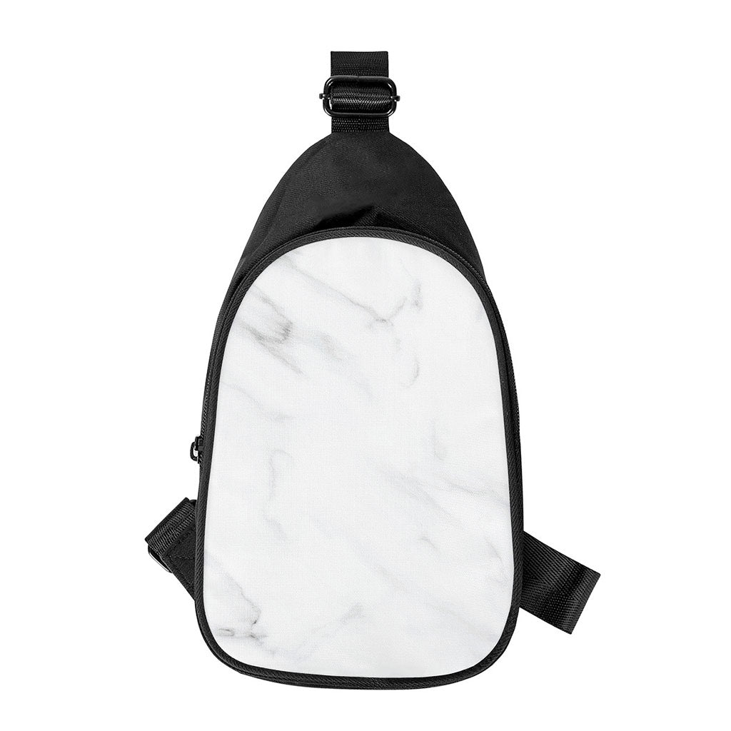 White Marble Print Chest Bag