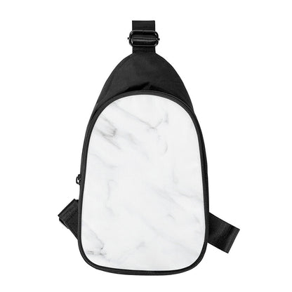 White Marble Print Chest Bag