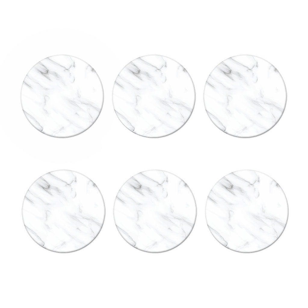 White Marble Print Coaster Set