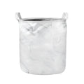 White Marble Print Collapsible Laundry Basket
