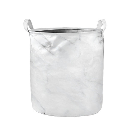 White Marble Print Collapsible Laundry Basket